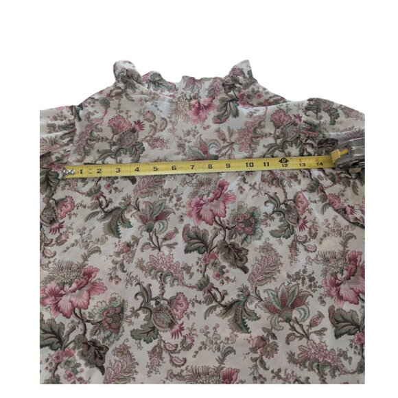 Vintage Teddi of California Floral Blouse | Ruffle Collar Long Sleeve Top *SZ12 - Picture 8 of 11